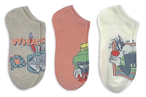LOONEY TUNES Ladies 3 Pair of No Show Socks BUGS BUNNY, MARVIN & SYLVESTER ‘WHAT’S UP DOC?’ - Novelty Socks And Slippers