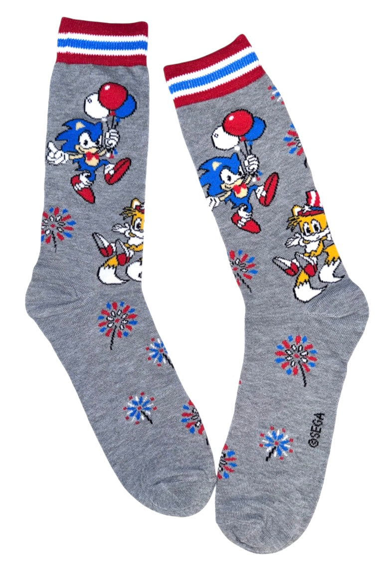 SONIC THE HEDGEHOG Men’s PATRIOTIC Socks With TAILS - Novelty Socks And Slippers