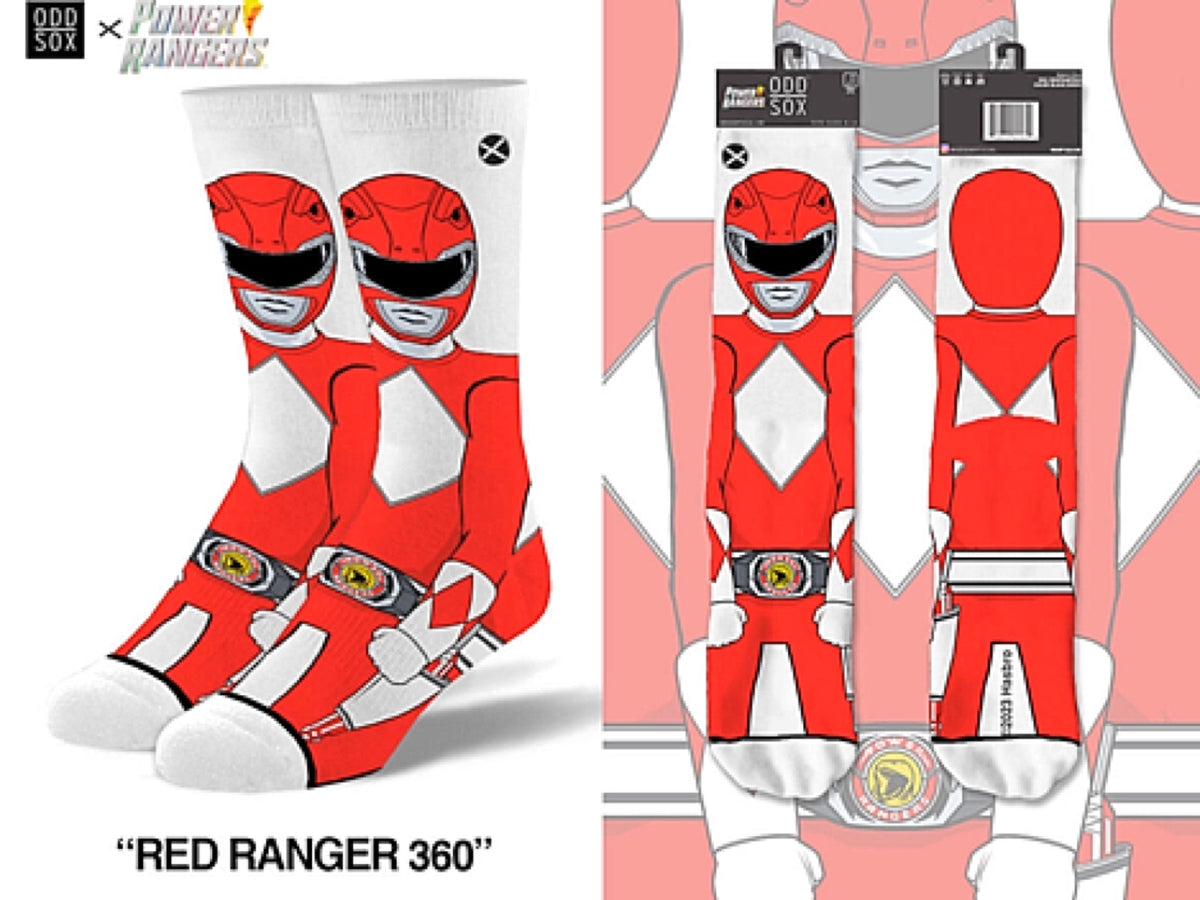 POWER RANGERS Men’s RED RANGER 360 Socks ODD SOX Brand | Novelty Socks ...