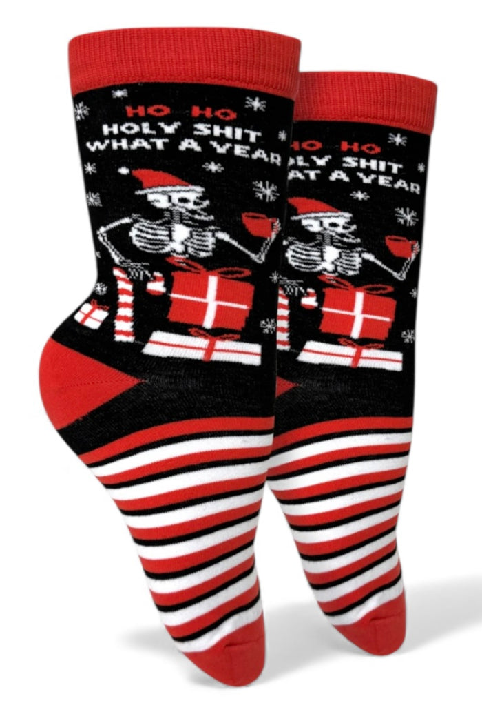 HO HO HOLY SHIT WHAT A YEAR Ladies Christmas Socks Groovy Things Brand