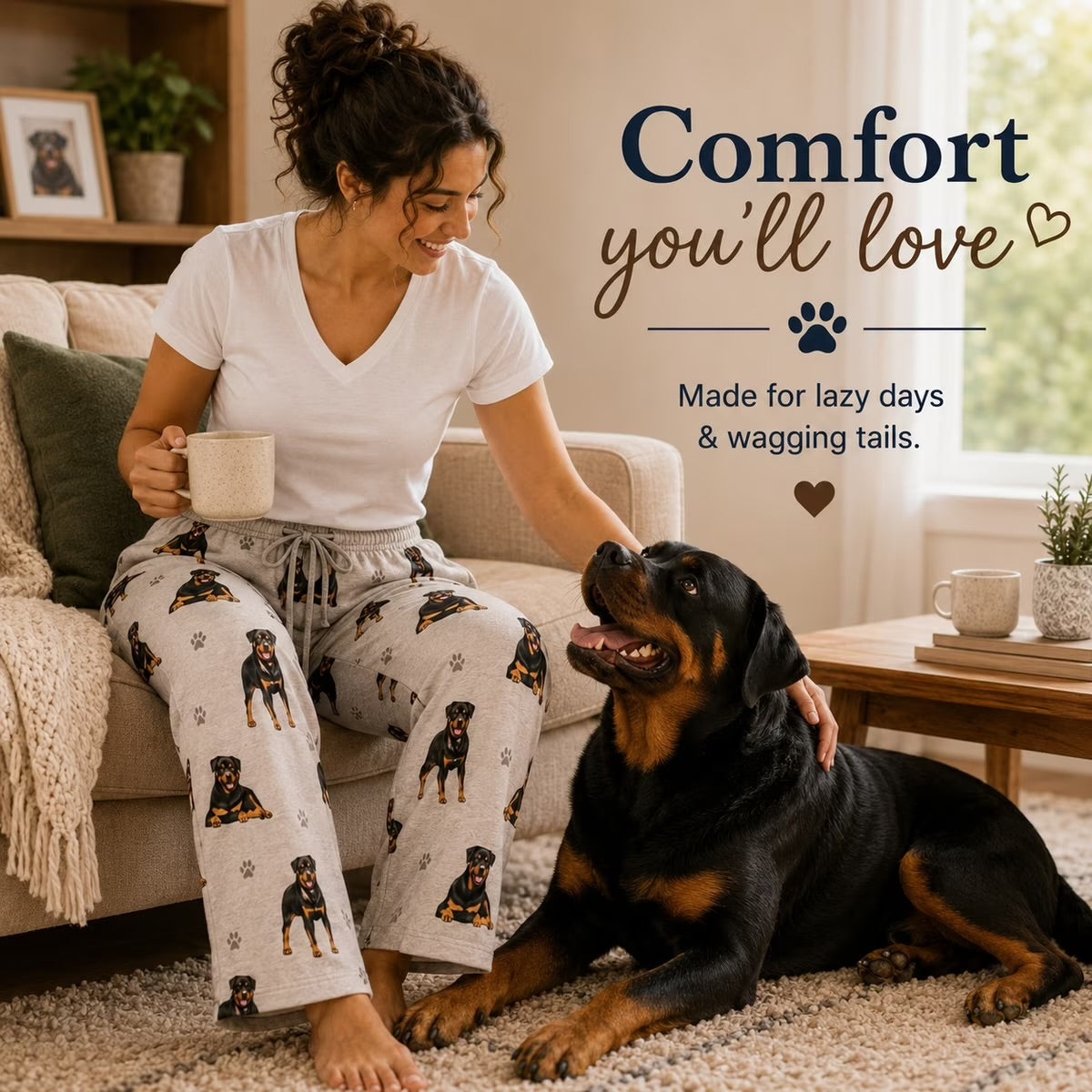 ROTTWEILER Dog Adult Unisex PAJAMA BOTTOMS COMFIES Brand By E&S PETS (CHOOSE SIZE)