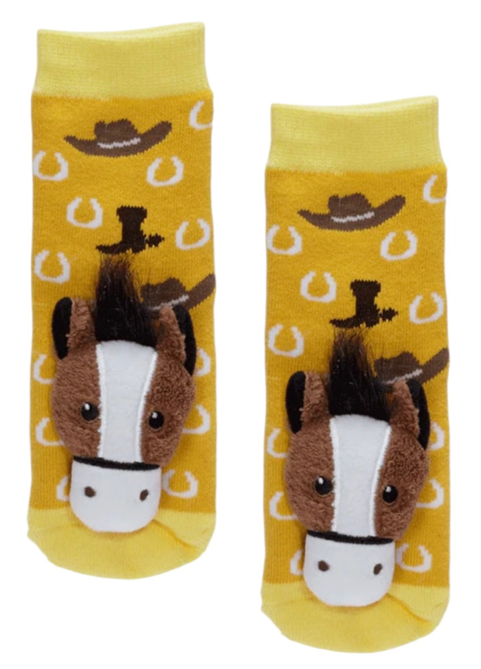 BROWN HORSE & HORSE SHOES Unisex Baby Gripper Bottom Socks MESSY MOOSE Brand