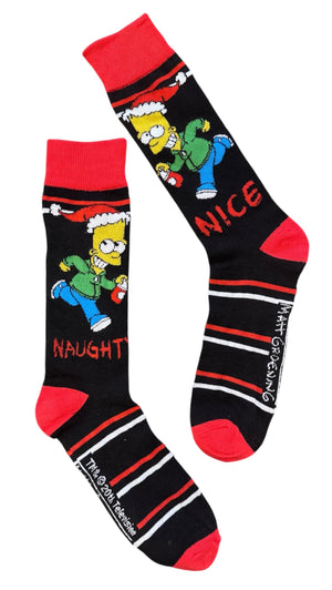 THE SIMPSONS Men’s Christmas Socks BART ‘Naughty Nice’ - Novelty Socks And Slippers