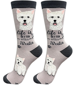 WESTIE Dog Unisex Socks By E&S Pets CHOOSE SOCK DADDY, HAPPY TAILS, LIFE IS BETTER - Novelty Socks for Less