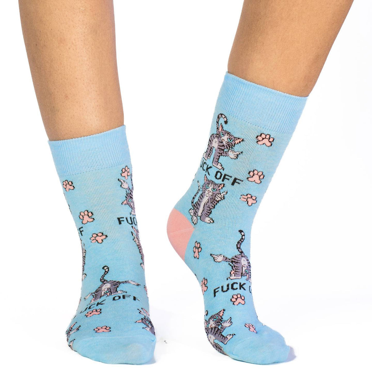FUCK OFF Ladies SASSY CAT Socks With MIDDLE FINGER GOOD LUCK SOCK Brand - Novelty Socks And Slippers