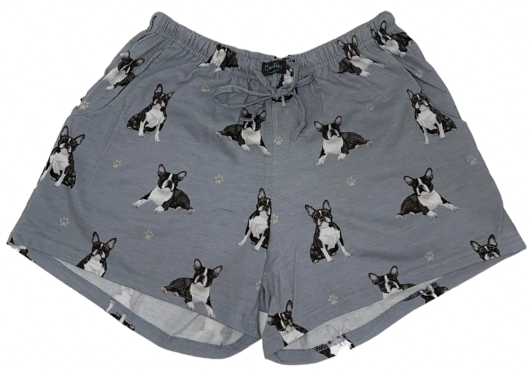 COMFIES LOUNGE PJ SHORTS Ladies BOSTON TERRIER Dog By E&S PETS - Novelty Socks And Slippers
