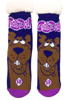 SCOOBY-DOO Ladies Sherpa Lined Gripper Bottom Slipper Socks - Novelty Socks And Slippers