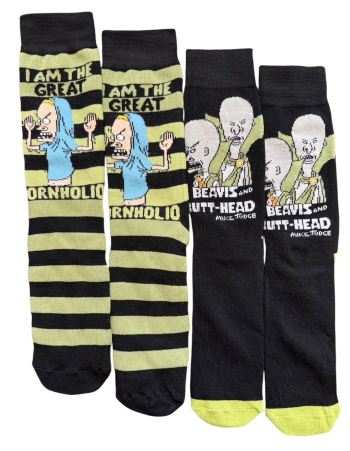BEAVIS And BUTT-HEAD Men’s 2 Pair Of Halloween Socks ‘I AM THE GREAT CORNHOLIO’