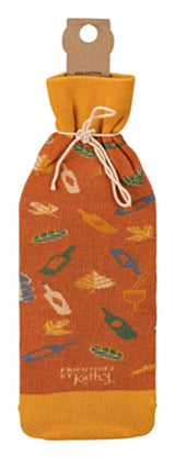 PRIMITIVES BY KATHY ALCOHOL WINE BOTTLE SOCK ‘THANKFUL FOR WINE LOTS OF WINE’ - Novelty Socks for Less