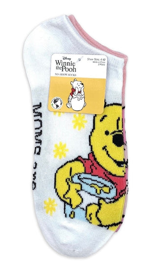 DISNEY WINNIE THE POOH Ladies 3 Pair Of MOTHERS DAY No Show Socks ‘MOMS ARE SWEET AS HUNNY’ - Novelty Socks And Slippers