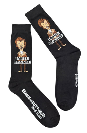 BEAVIS & BUTT-HEAD Men’s Socks ‘LADIES BEWARE.' - Novelty Socks And Slippers
