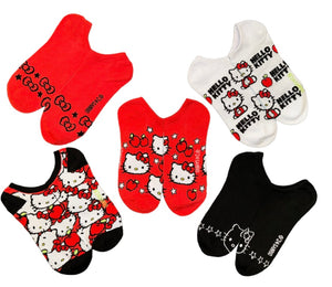 SANRIO HELLO KITTY Ladies 5 Pair Of No Show Socks With APPLES - Novelty Socks And Slippers