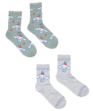 SANRIO HELLO KITTY Ladies CINNAMOROLL 2 Pair Of Socks With STRAWBERRIES & FLOWERS - Novelty Socks for Less