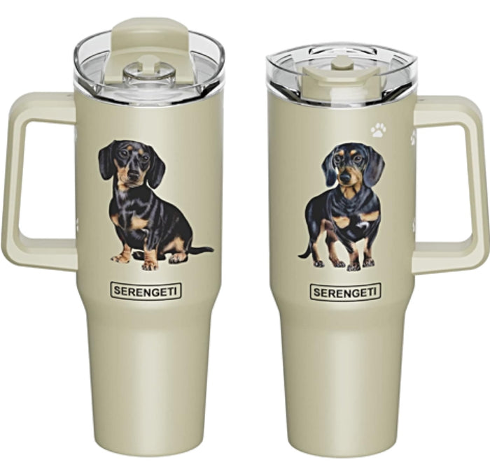 BLACK DACHSHUND DOG SERENGETI 40 Oz. Stainless Steel Ultimate Hot & Cold Tumbler, By E&S PETS