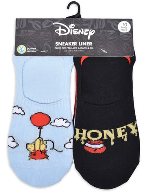 DISNEY WINNIE THE POOH Ladies 10 Pair Of Sneaker Liner Socks ‘SWEET AS CAN BEE’