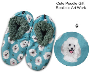 COMFIES BRAND Ladies POODLE DOG (WHITE) Non-Skid Slippers