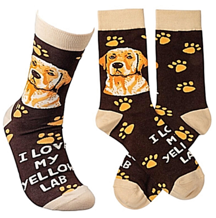PRIMITIVES BY KATHY Unisex ‘I LOVE MY YELLOW LAB’ Dog Socks