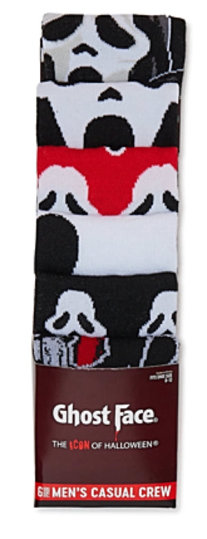 SCREAM The Movie Men’s GHOSTFACE Halloween 6 Pair Of Socks Gift Set BIOWORLD Brand - Novelty Socks for Less