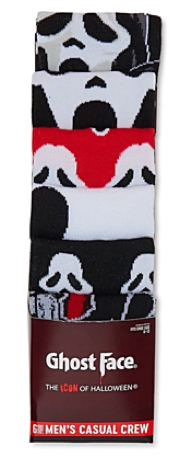 SCREAM The Movie Men’s GHOSTFACE Halloween 6 Pair Of Socks Gift Set BIOWORLD Brand