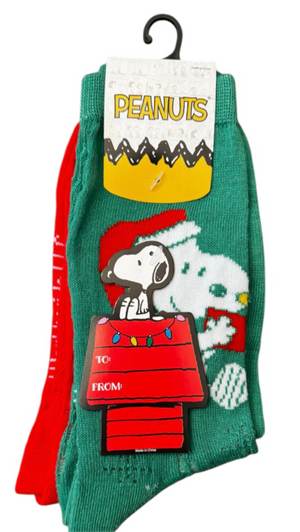 PEANUTS Ladies Christmas 2 Pair Of Snoopy Socks BIOWORLD Brand