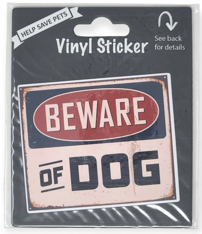 BEWARE OF DOG Vinyl Sticker By E&S Pets