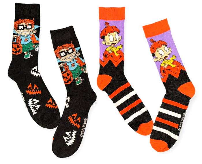 RUGRATS MEN’S HALLOWEEN 2 PAIR OF SOCKS CHUCKIE & TOMMY PICKLES