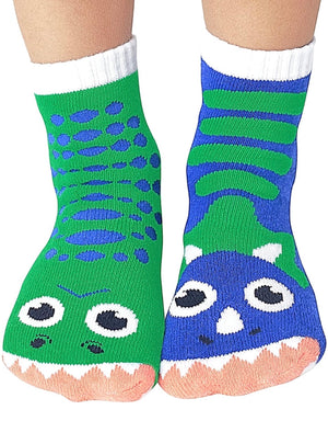 PALS SOCKS Brand Unisex T-REX & TRICERATOPS Mismatched Socks CHOOSE SIZE Toddler-Adult