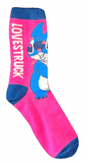DISNEY LILO & STITCH LADIES VALENTINE’S DAY SOCKS ‘LOVESTRUCK’ - Novelty Socks And Slippers