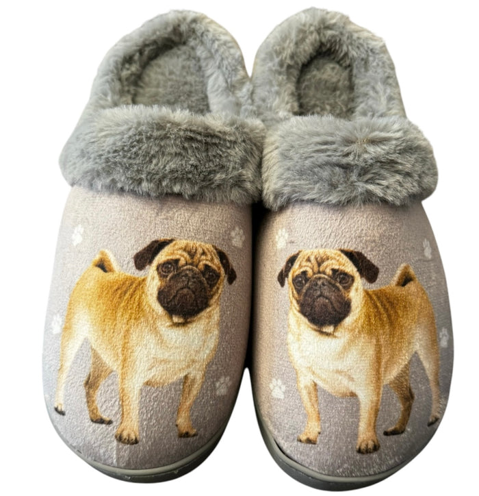 SNUGGS Memory Foam PUG Dog Non Slip Slippers By E&S Pets (Choose Size)