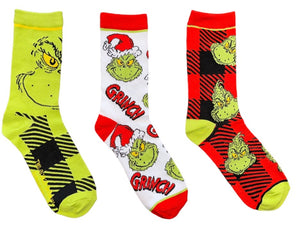 DR. SEUSS HOW THE GRINCH STOLE CHRISTMAS Ladies 3 Pair Of Socks - Novelty Socks And Slippers