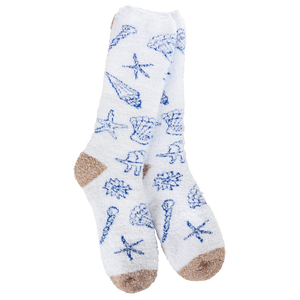 BEACH SHELLS & STARFISH Ladies Soft Cozy Socks WORLD’S SOFTEST SOCKS Brand - Novelty Socks And Slippers