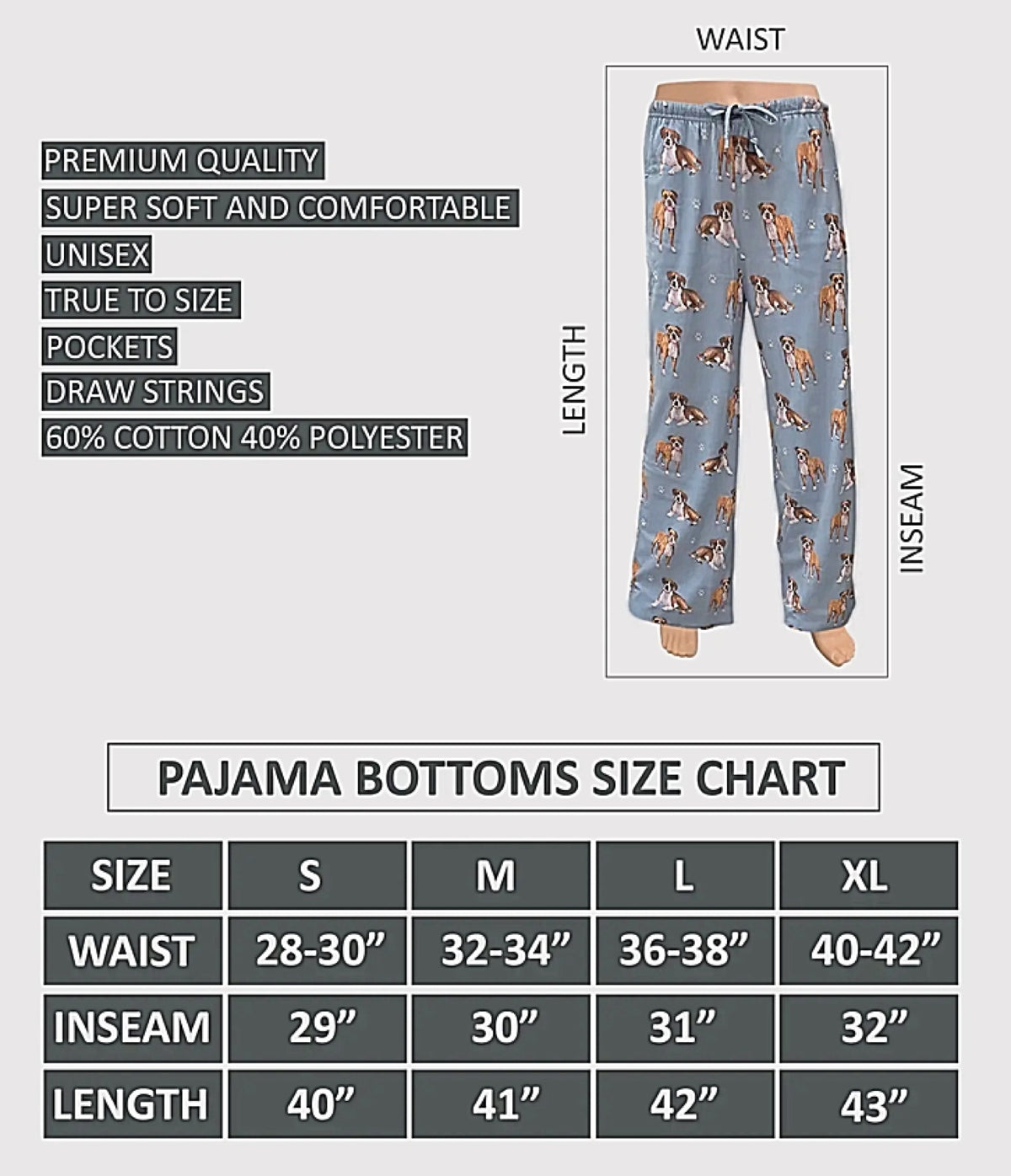 COMFIES UNISEX BOXER PAJAMA BOTTOMS E&S PETS (CHOOSE SIZE) - Novelty Socks for Less