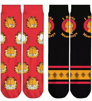 GARFIELD & ODIE Unisex 2 Pair Of Socks ‘I HATE MONDAYS’ ODD SOX Brand