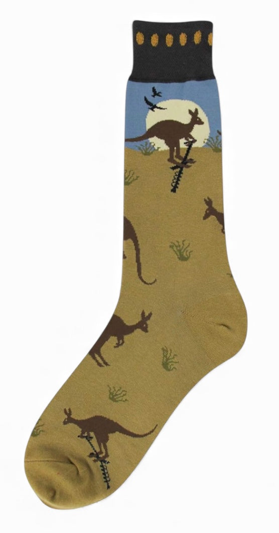 KANGAROO Men's Socks FOOT TRAFFIC Brand KANGAROOS ALL OVER