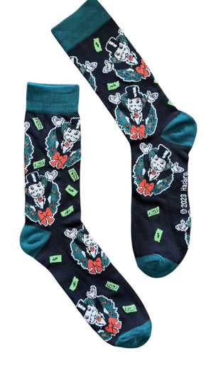 MONOPOLY Board Game Men’s CHRISTMAS Socks RICH UNCLE PENNYBAGS With Cash - Novelty Socks And Slippers