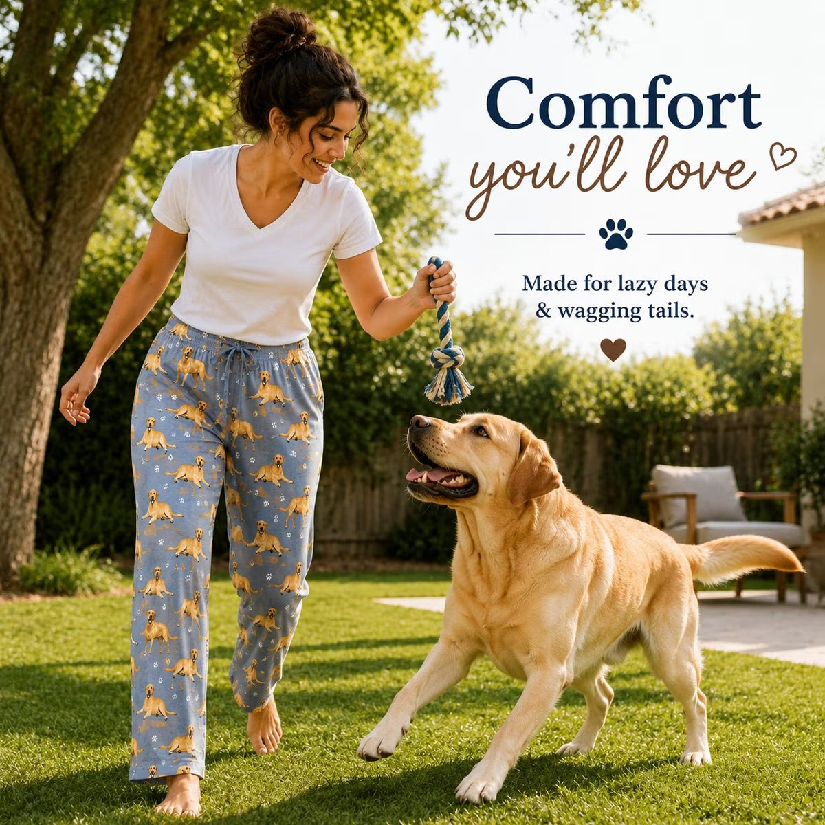 YELLOW LABRADOR Dog Adult Unisex PAJAMA BOTTOMS COMFIES Brand By E&S PETS (CHOOSE SIZE)