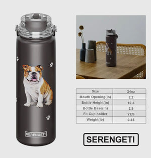 YORKIE Dog Stainless Steel 24 oz. Water Bottle SERENGETI Brand By E&S Pets