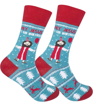 HEY JESUS IT’S UR BIRTHDAY Adult Unisex Christmas Socks FUNATIC Brand - Novelty Socks And Slippers