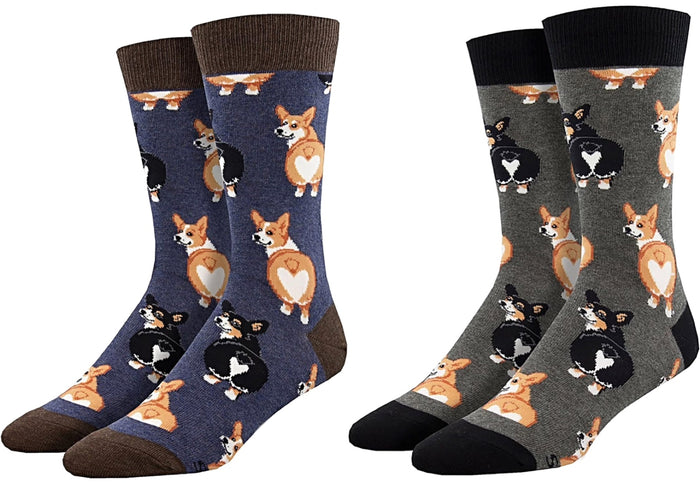 SOCKSMITH Brand Men’s CORGI DOG BUTT Socks (CHOOSE COLOR)