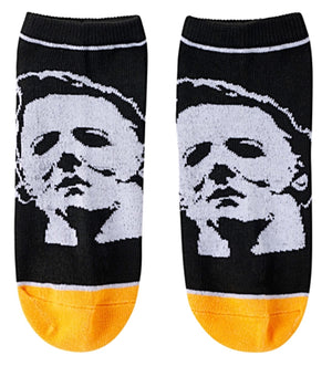 HALLOWEEN Ladies MICHAEL MYERS 5 Pair Of Ankle Socks ‘WELCOME TO HADDONFIELD’ - Novelty Socks for Less