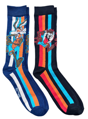 LOONEY TUNES Men’s SPACE JAM 2 Pair Of Socks WILE E. COYOTE & TASMANIAN DEVIL - Novelty Socks And Slippers