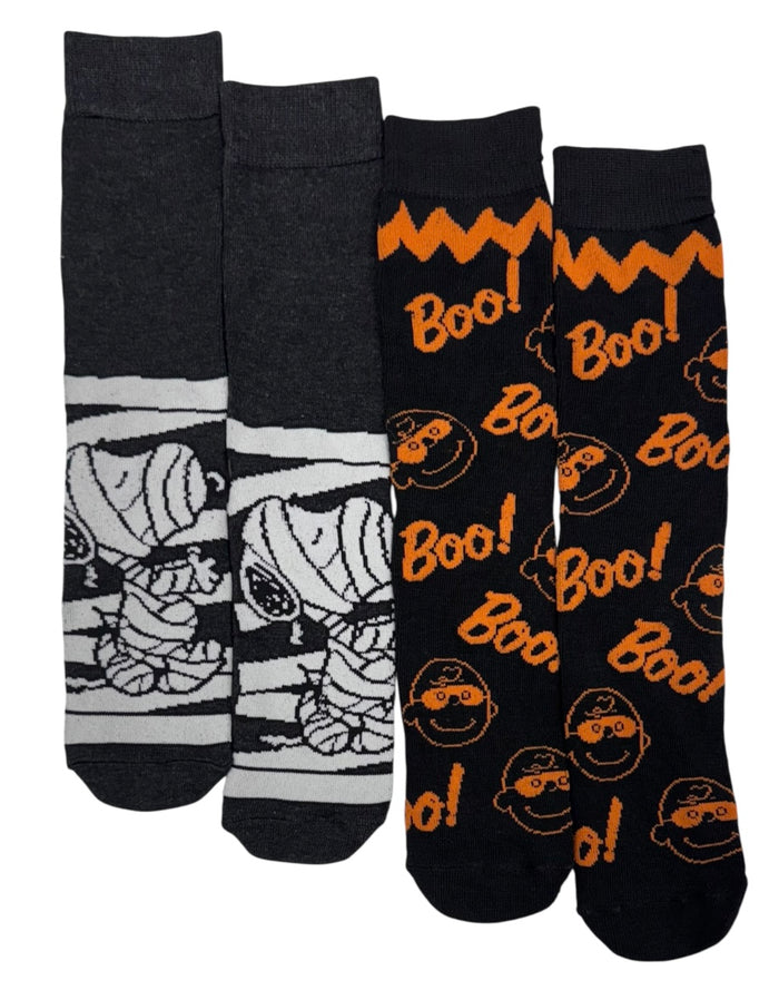 PEANUTS Men’s 2 Pair Of HALLOWEEN Socks SNOOPY & CHARLIE BROWN ‘BOO!’