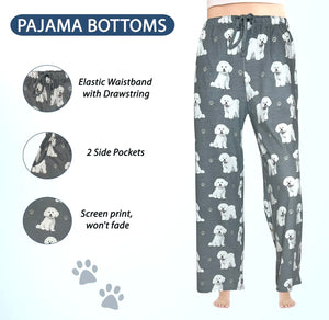 COMFIES Unisex BICHON FRISE Pajama Bottoms E&S Pets (CHOOSE SIZE) - Novelty Socks And Slippers