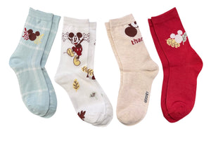 DISNEY MICKEY MOUSE Ladies 4 Pair Of THANKSGIVING Socks ‘THANKFUL’ - Novelty Socks And Slippers