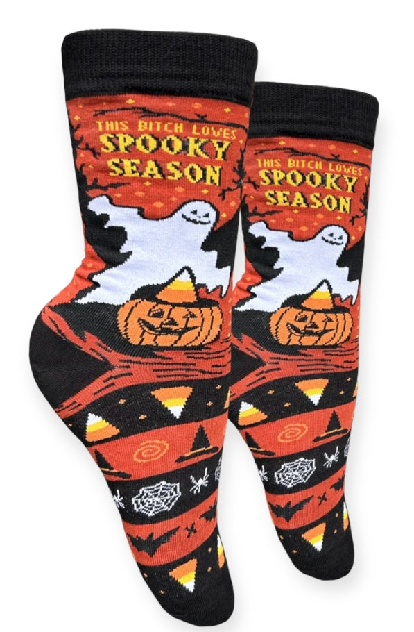 GROOVY THINGS Brand Ladies THIS BITCH LOVES SPOOKY SEASON Halloween Socks