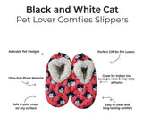 BLACK & WHITE TUXEDO CAT Ladies Non-Slip Slippers COMFIES BRAND By E&S Pets - Novelty Socks And Slippers