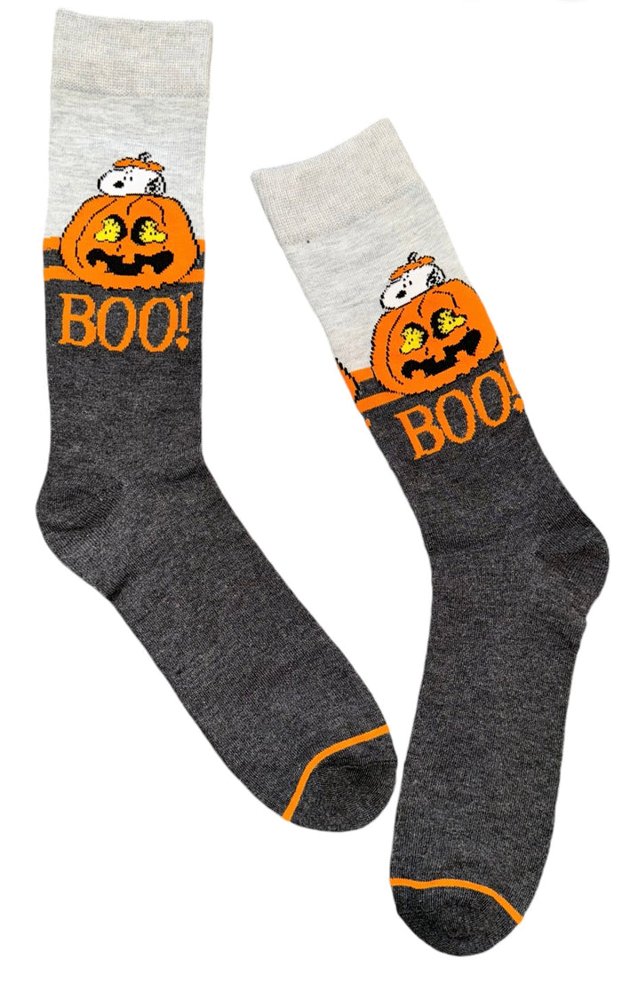 PEANUTS MEN’S SNOOPY HALLOWEEN SOCKS With WOODSTOCK ‘BOO’