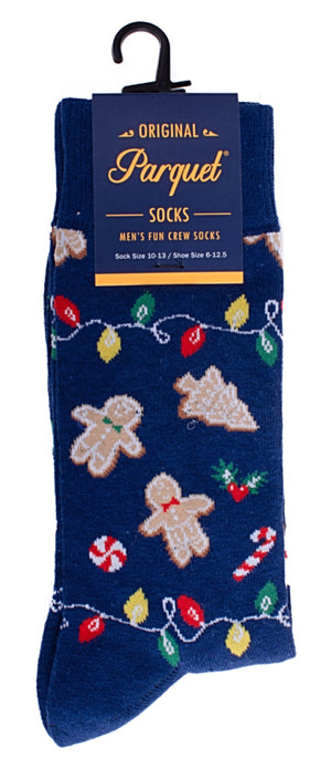 PARQUET Brand CHRISTMAS Men’s GINGERBREAD MEN Socks With CHRISTMAS LIGHTS - Novelty Socks for Less