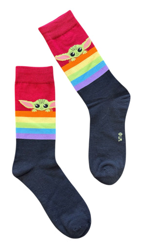 STAR WARS Men’s BABY YODA PRIDE Socks RAINBOW Collection - Novelty Socks And Slippers