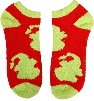 DR. SEUSS THE GRINCH Ladies 3 Pair Of CHRISTMAS Fuzzy Ankle Socks - Novelty Socks for Less